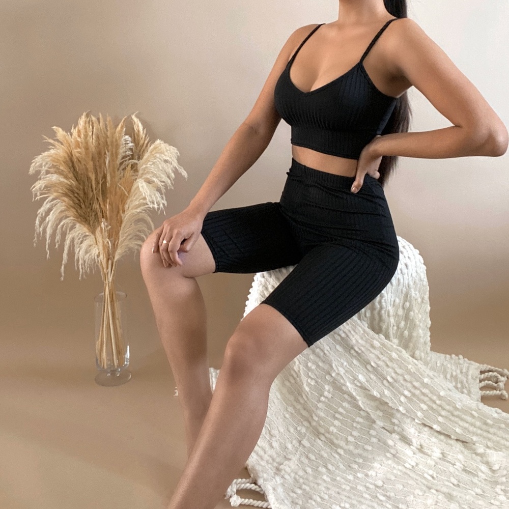 Ribbed two piece Biker short set